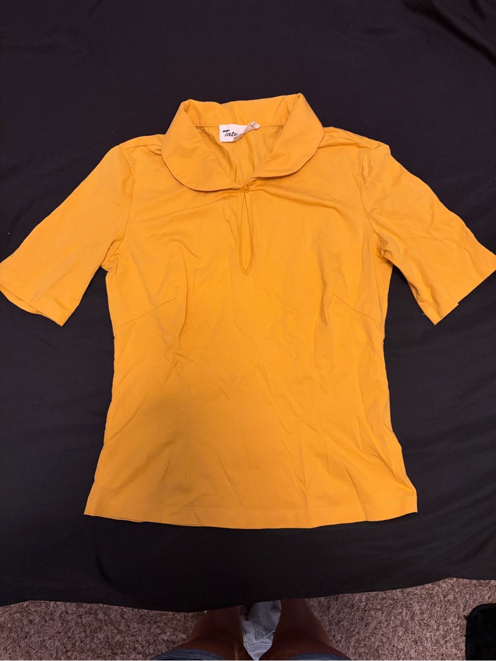 Tatyana Mustard Short-Sleeve Collar Tee